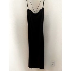 Black spaghetti strap-cross back with back cut out dress